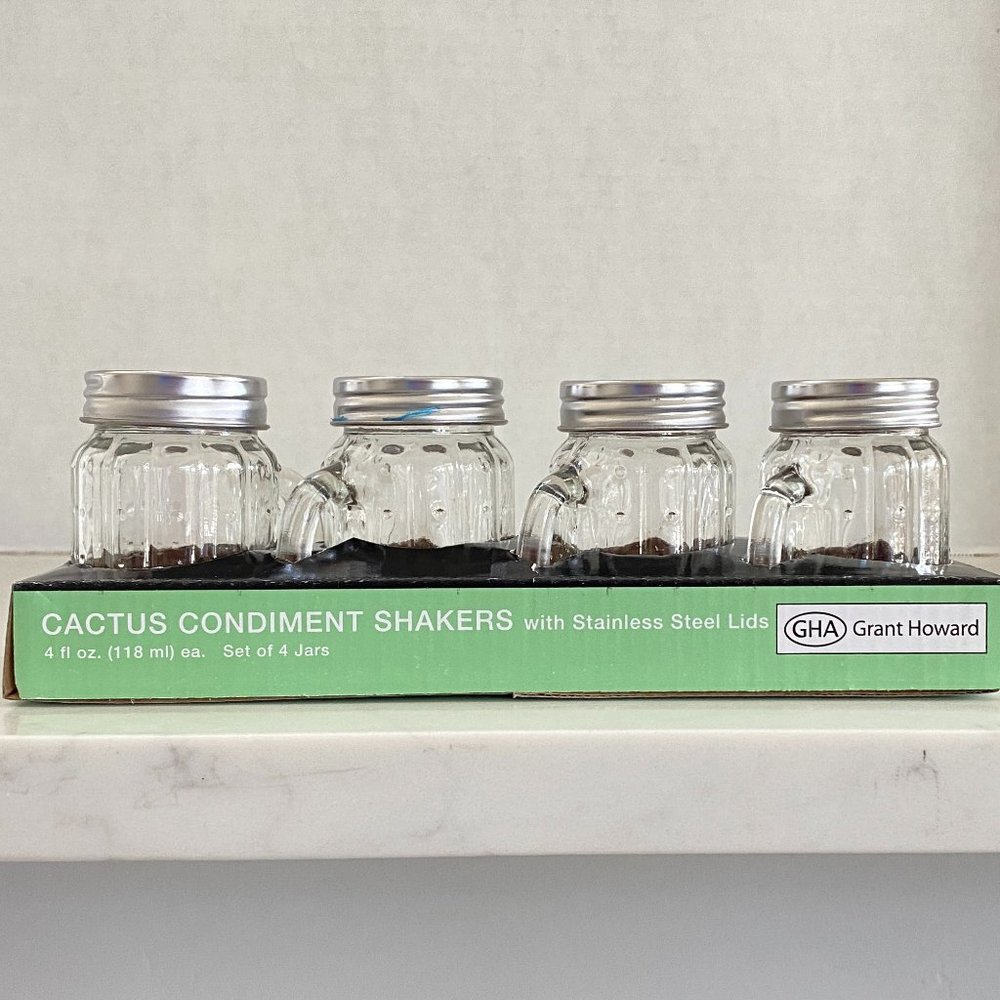 Cactus Condiment/Spice Shakers Glass